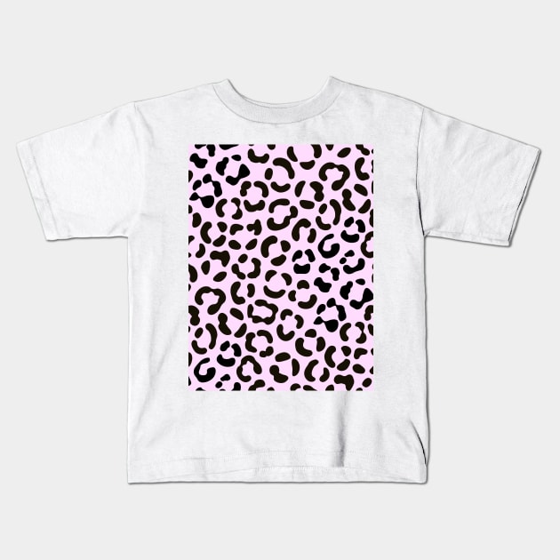 Trendy Black and Pink Leopard Effect Pattern Kids T-Shirt by NataliePaskell